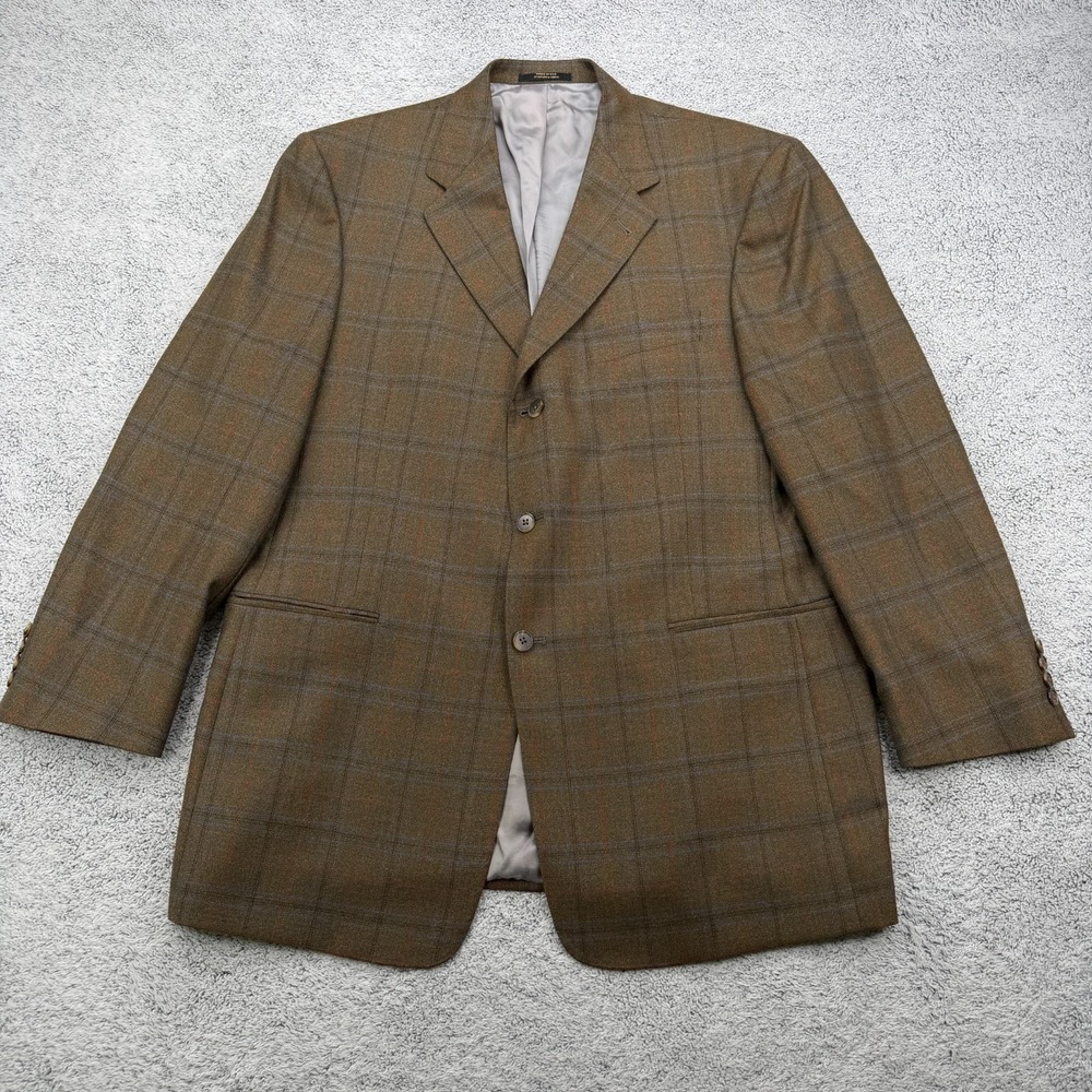 Hart Schaffner Marx Blazer Mens 43R Brown Plaid Wool Nordstrom Sport Coat USA